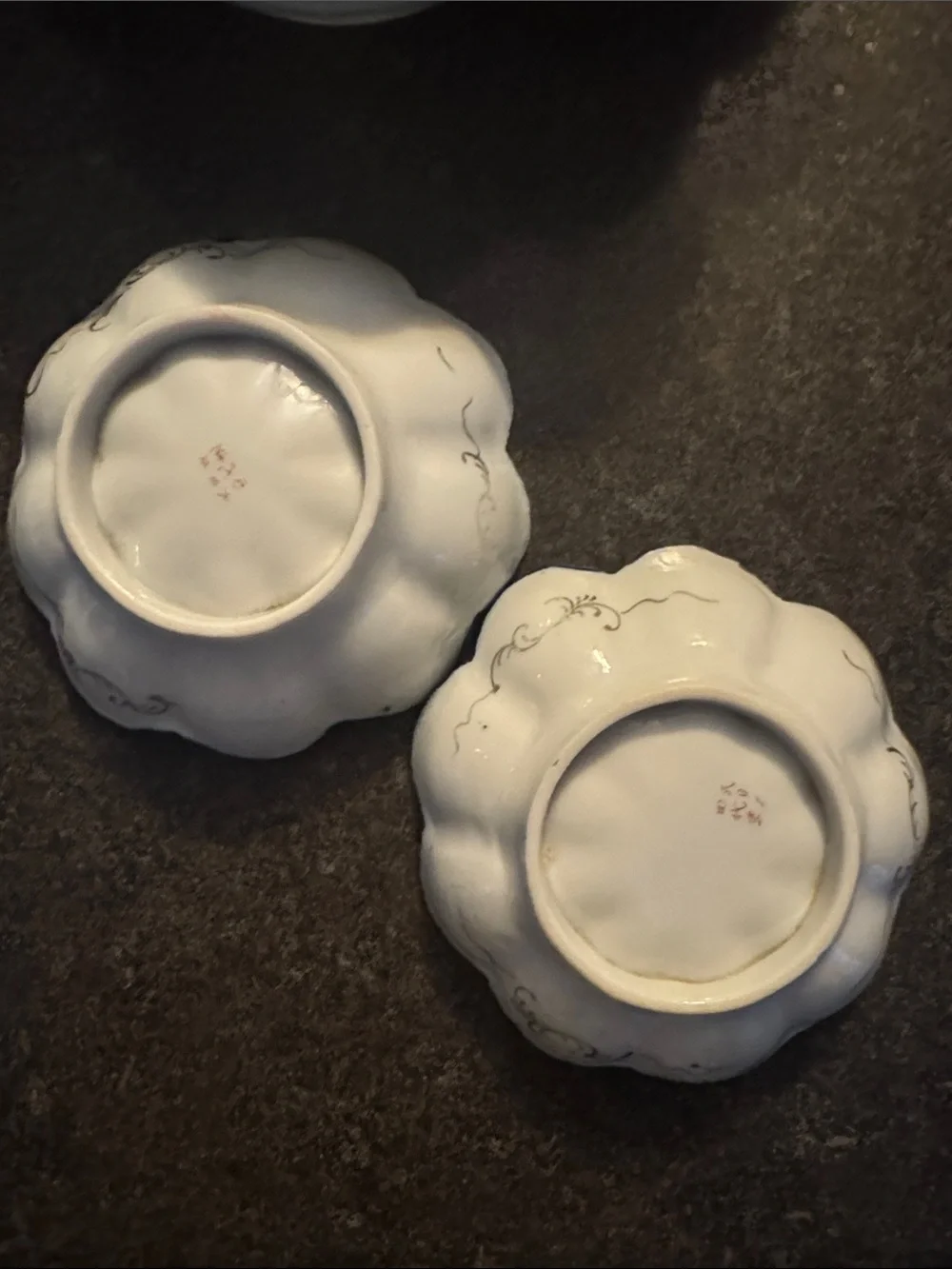 Antique Japanese Kutani Porcelain Geisha Girl Berry Bowls Set - Scalloped 4pc